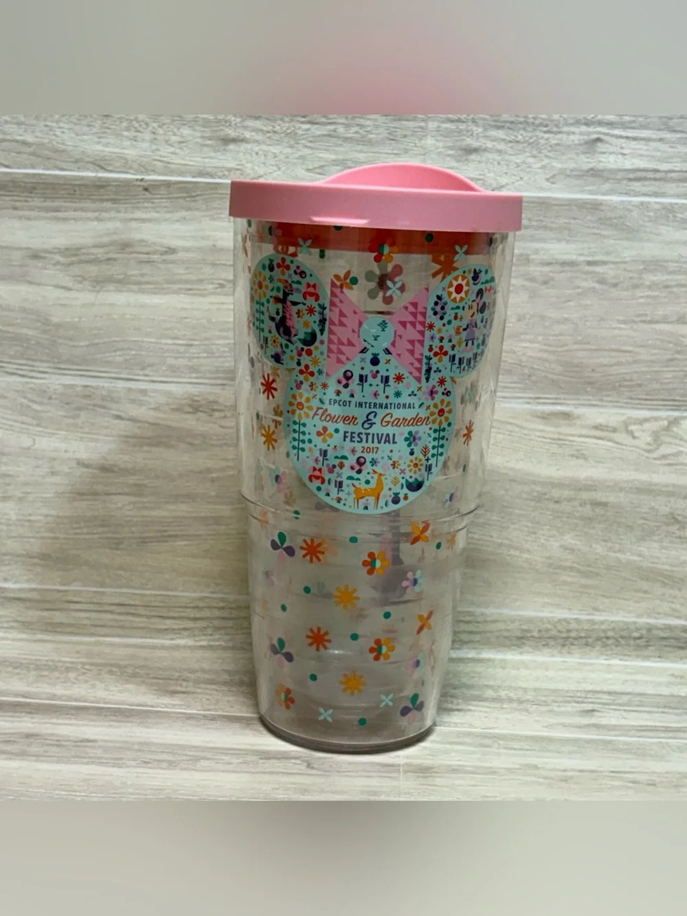 tervis Disney Epcot Clear 24 oz Tumbler with Pink Lid